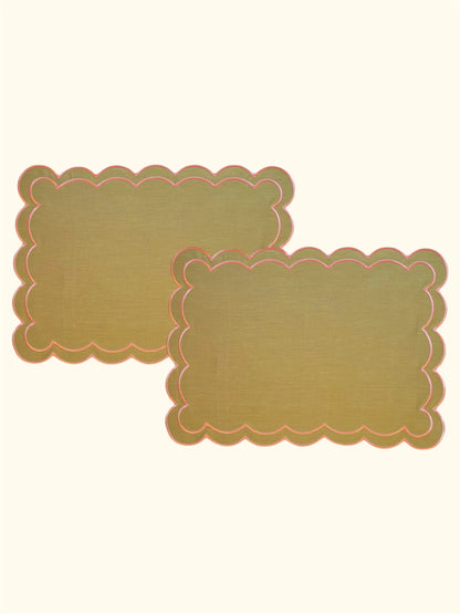Sets de table Nuage - Vert Kaki & Rose - Lot de 2