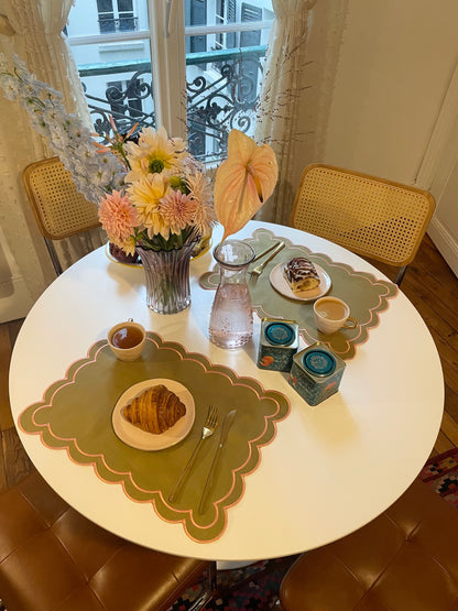 Sets de table Nuage - Vert Kaki & Rose - Lot de 2